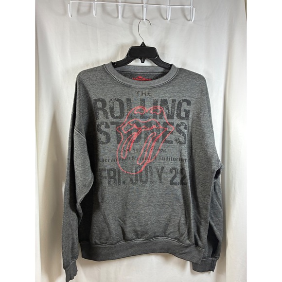 the Rolling Stones Tops - The Rolling Stones Sacramento Memorial Auditorium Graphic Sweatshirt Gray XL